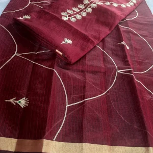 Brown kota doria with golden border