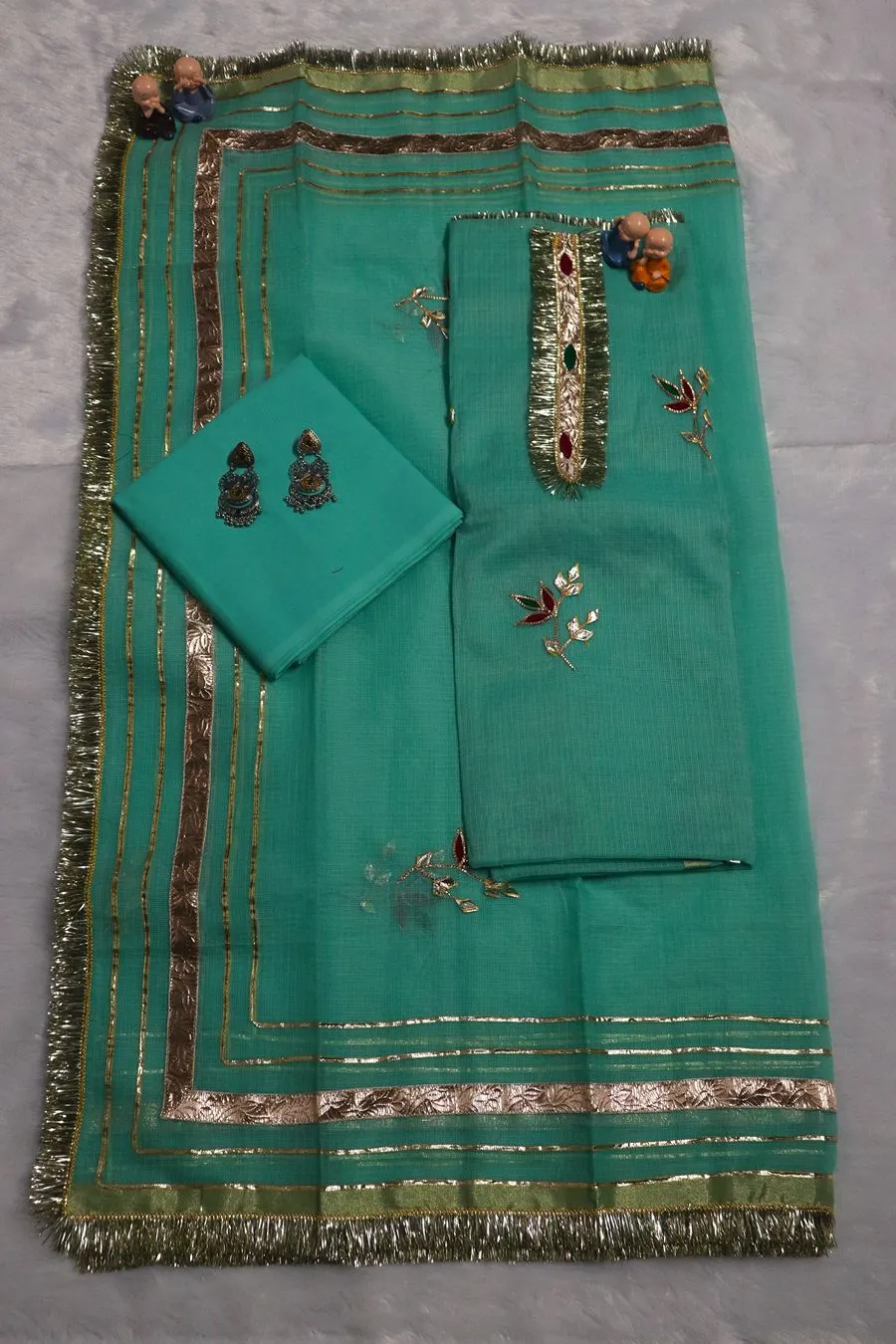 Blue Gota Patti Kota Doria 3 Pc Suit Set