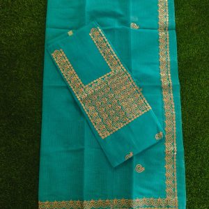 Blue Kota Doriya Suit Material With Gota Patti Work