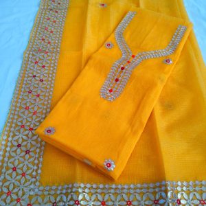 Yellow Gota Patti Party-wear Suit Material