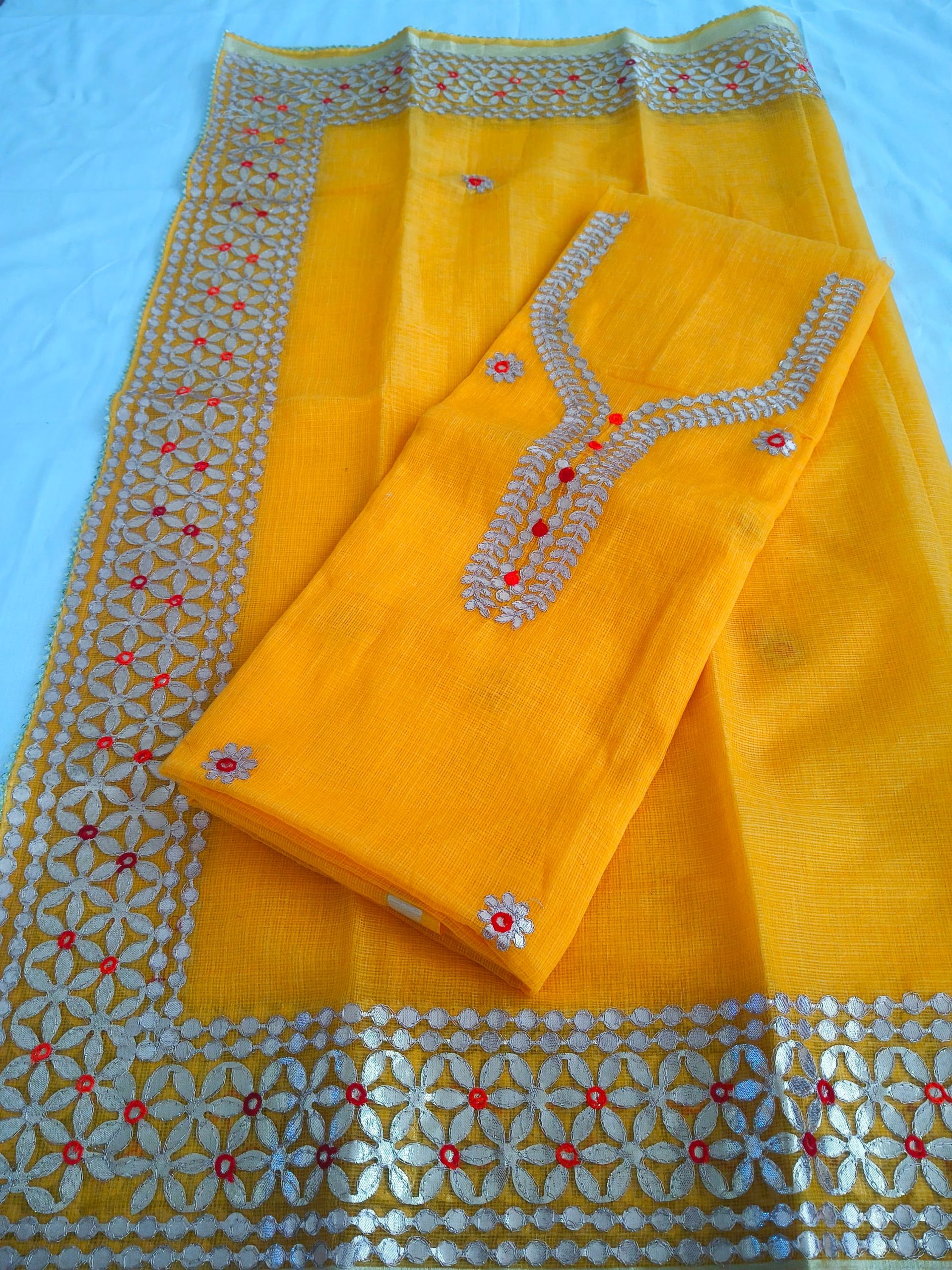 Yellow Gota Patti Party-wear Suit Material