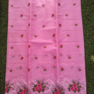 pink kota doria saree