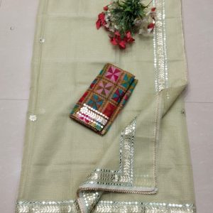 pure light pista green kota zari check sari