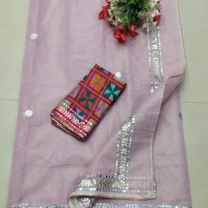 lavender pure kota zari check sari
