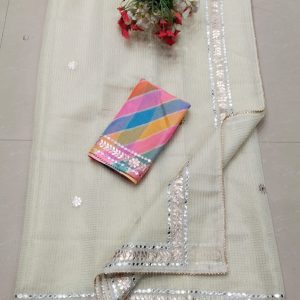 off white kota zari check sari