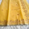 yellow partywear gota work sari